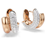 Dextera hoop earrings Round cut, Mini, White, Rose gold-tone plated